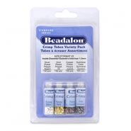 Beadalon schiaccini a tubo confezione 1.3mm argento, oro, rame, ematite