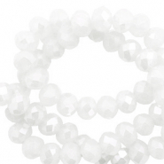 Perline sfaccettate 6x4 mm rondella bianco - effetto perlato