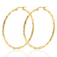 Orecchini in acciaio inossidabile 50 mm a cerchio attorcigliata oro