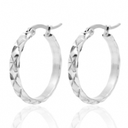 Orecchini in acciaio inossidabile 25mm a cerchio argento
