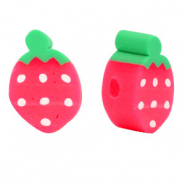 Perline di polimero a forma di fragola rosso-verde