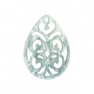 Pendenti in resina 38x27 mm a forma di goccia in stile barocco grigio cenere-verde
