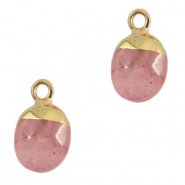 Ciondoli in pietra naturale Quarzo rosa vivo-oro