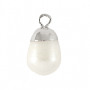 BQ Perle di acqua dolce ciondolo rotondo argento-bianco naturale