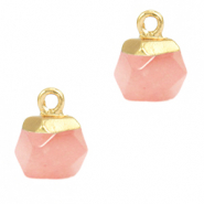 Ciondoli in pietra naturale esagono rosa chiaro-oro
