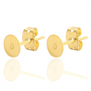 Componenti in acciaio inossidabile perni per cabochon 7mm e SS34 a fondo piatto oro