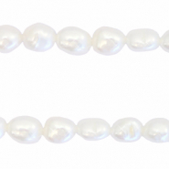 BQ Perle di acqua dolce pepita ovale 7-8x6-7mm bianco naturale
