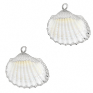 Pendenti di conchiglia prodotti speciali conchiglia cuore di mare argento-bianco