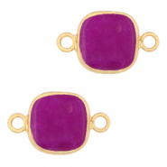Ciondoli in pietra naturale distanziatori 12x12mm viola-oro