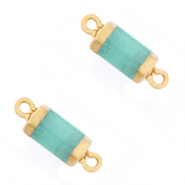 Ciondoli in pietra naturale distanziatori esagono blu turchese ghiacciatoe-oro