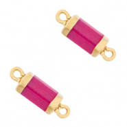 Ciondoli in pietra naturale distanziatori esagono viola magenta-oro
