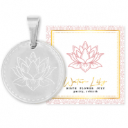 Mix & Match ciondoli in acciaio inossidabile 15 mm Birth flower July-Water lily argento