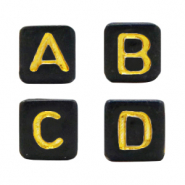 Perline alfabeto in acrilico misto nero-oro