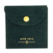 Sacchetto per gioielli "with love" verde scuro-oro