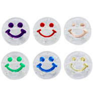 Perline alfabeto in acrilico smiley trasparente-multicolor