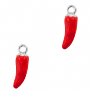 Ciondoli di metallo BQ a forma di peperoncino argento-rosso