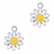 Ciondoli di metallo BQ a forma di fiore argento-bianco