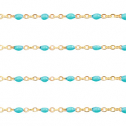 Componenti in acciaio inossidabile 1 mm catena stile rosario blu turchese-oro
