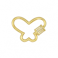 Chiusura con zirconia farfalla oro