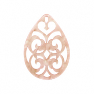 Pendenti in resina 38x27 mm a forma di goccia in stile barocco beige pesca