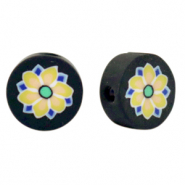 Perline di polimero fiore nero-giallo