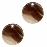 Pendenti in resina 12mm rotondo marrone misto