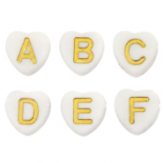 Perline alfabeto in acrilico cuore bianco-oro
