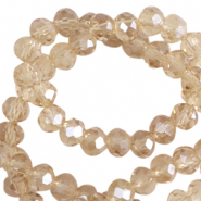 Perline sfaccettate 4x3mm rondella beige latte-effetto perlato