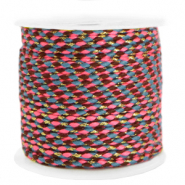 Cordoncino intrecciato alla moda 2mm oro-rosa neon blu