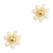 Perline Miyuki fiore 8mm crema beige-oro