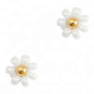 Perline Miyuki fiore 8mm bianco-oro
