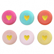 Perline alfabeto in acrilico cuore multicolore oro