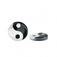 Perline di conchiglia speciali simbolo Yin & Yang nero-bianco (colore naturale)
