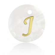 Pendenti di conchiglia prodotti speciali lettera J oro-bianco (colore naturale)