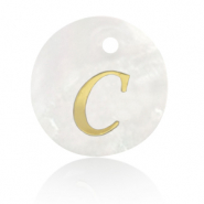 Pendenti di conchiglia prodotti speciali lettera C oro-bianco (colore naturale)