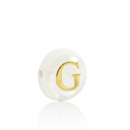 Perline di conchiglia lettera G oro-bianco (colore naturale)