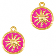 Ciondoli di metallo DQ sole oro-rosa fucsia neon (privo di nichel)