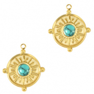 Ciondoli in acciaio inossidabile con pietra naturale oro-blu turchese