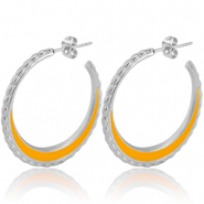 Orecchini in acciaio inossidabile a cercio 30mm argento-arancione