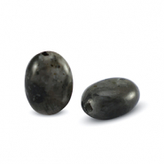Perline in pietra naturale Labradorite ovale antracite scuro