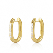 Orecchini in acciaio inossidabile zircone ovale 20x13.5mm oro