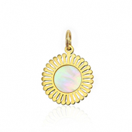 Ciondoli in acciaio inossidabile conchiglia 12mm oro-bianco (colore naturale)
