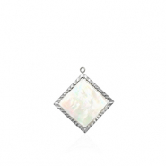 Ciondoli in acciaio inossidabile conchiglia rombo argento-bianco (colore naturale)