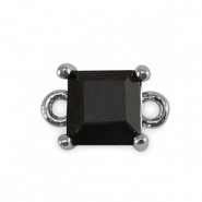 Distanziatori di vetro Crystal Glass quadrato nero giaietto-argento