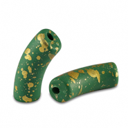 Perline in acrilico tubo opaca verde scuro-oro