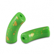Perline in acrilico tubo lucida verde chiaro-oro