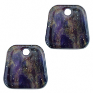 Pendenti in resina trapezio glitterato multicolore galassia