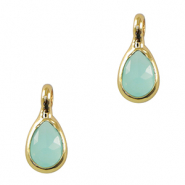 Pendenti di vetro Crystal Glass goccia blu chiaro-oro