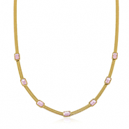 Collane in acciaio inossidabile catena serpentina cristallo oro-rosa