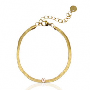 Bracciali in acciaio inossidabile catena serpente cristallo oro-rosa